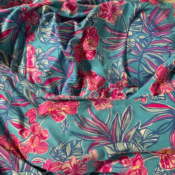 Lilly Pulitzer Niki One Shoulder Romper Size 14 Cumulus Blue Orchid Oasis DR1787 - Picture 9 of 13